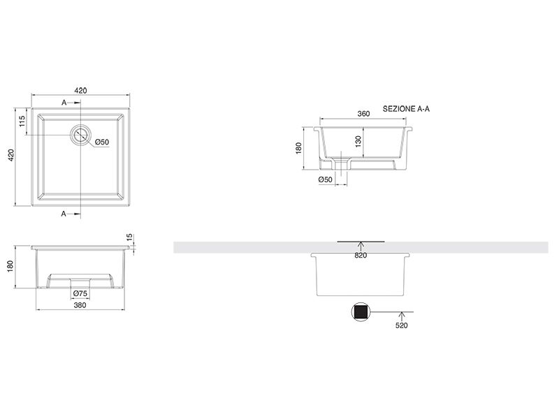 Раковины Раковина встраиваемая 42х42 