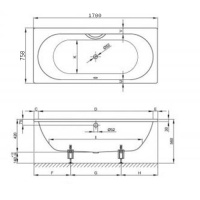 Ванны Ванна встраиваемая с шумоизоляцией 170x75x42 см, белая 
