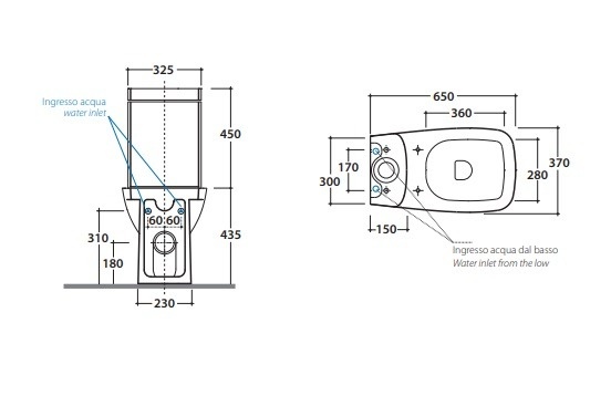 Бачки  для унитазов Бачок для унитаза моноблок, подвод воды слева или справа снизу, без механизма смыва 