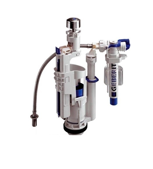 Смывной механизм для напольного бачка с кнопкой хром