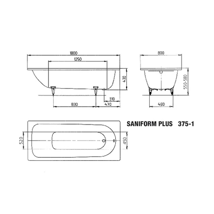 Ванны Ваннa встраиваемая модель375-1 1800х800 мм, цвет белый 
