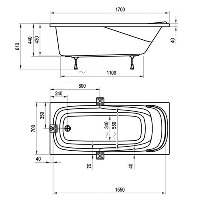 Ванны Ванна 170x70 белая 