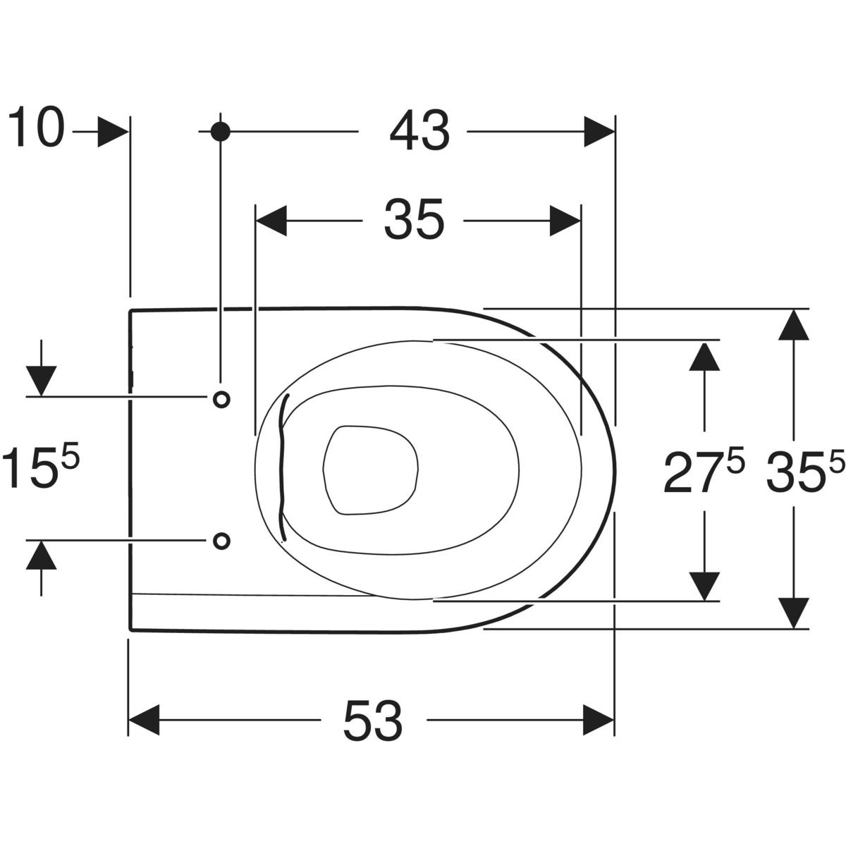 Унитазы Унитаз подвесной без ободка, Rimfree, 530 мм 