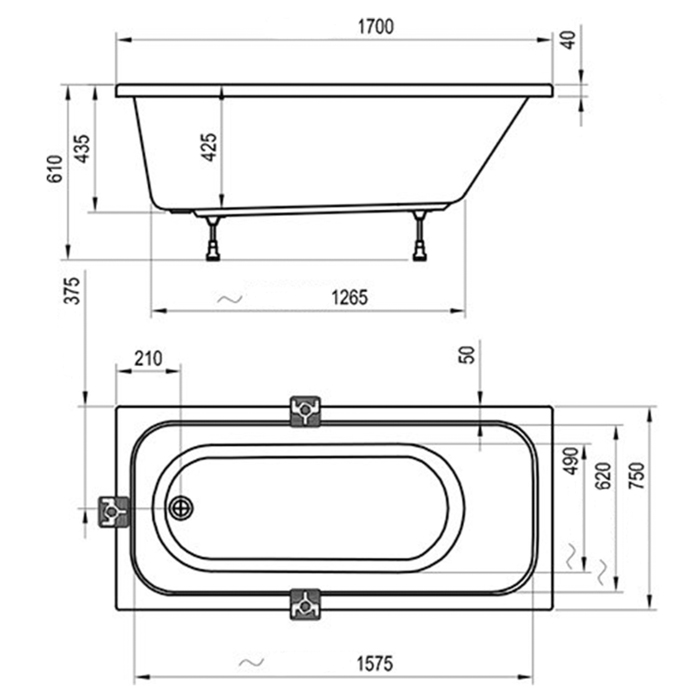 Ванны Ванна 170х75 белая 