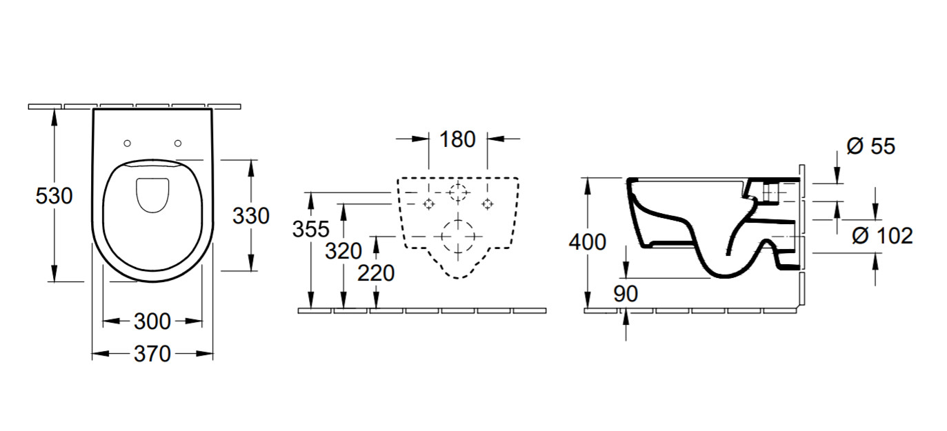 Унитазы Унитаз подвесной безободковый 53х37 см в комплекте с сиденьем с микролифтом 