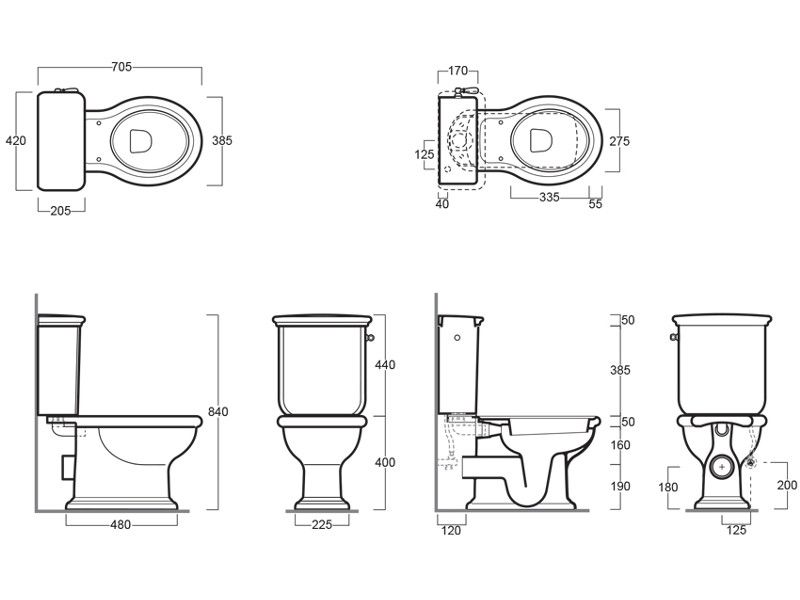 Унитазы Унитаз с горизонтальным выпуском 
