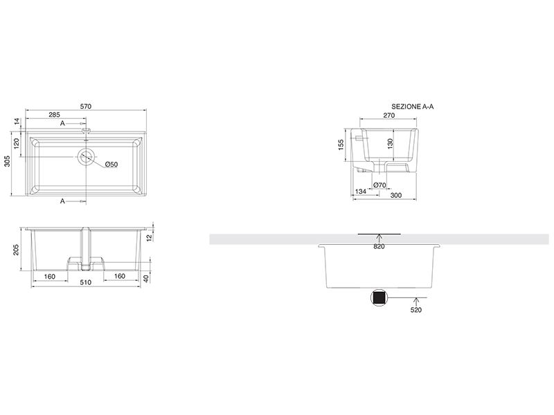 Раковины Раковина встраиваемая 57х30,5 