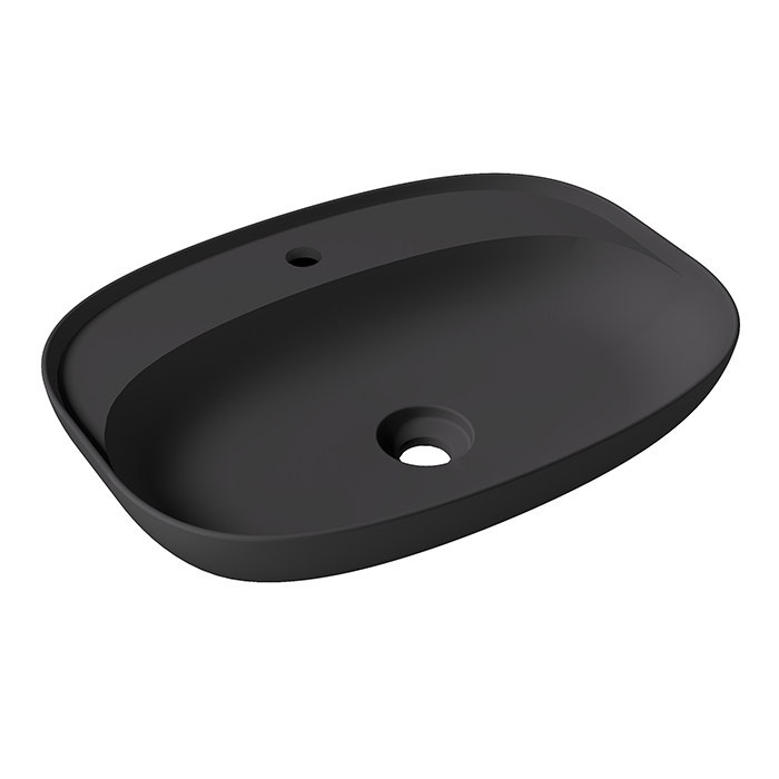 Раковины Раковина Oval 60x45хВ12 Plan, накладная, с отверстием под смеситель, чёрный матовый 