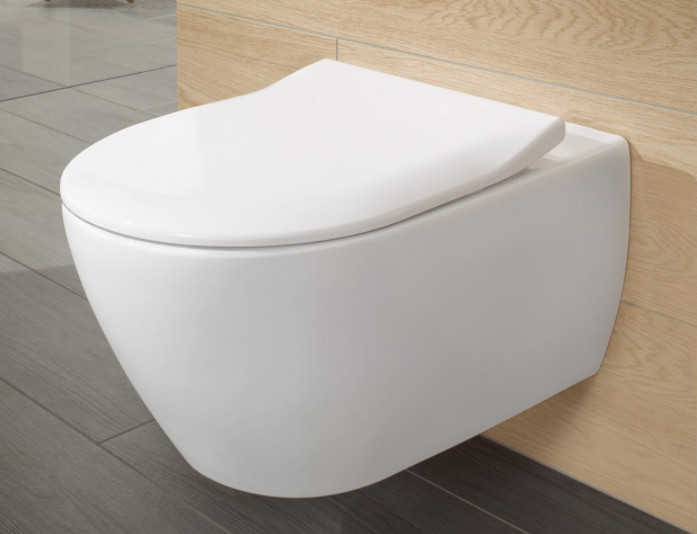 Унитазы Унитаз подвесной безободковый 56х37 см, в комплекте с сиденьем с микролифтом SlimSeat 