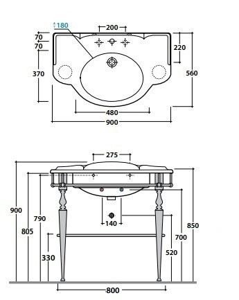 Комплектующие Структура напольная металлическая для раковины PA022 