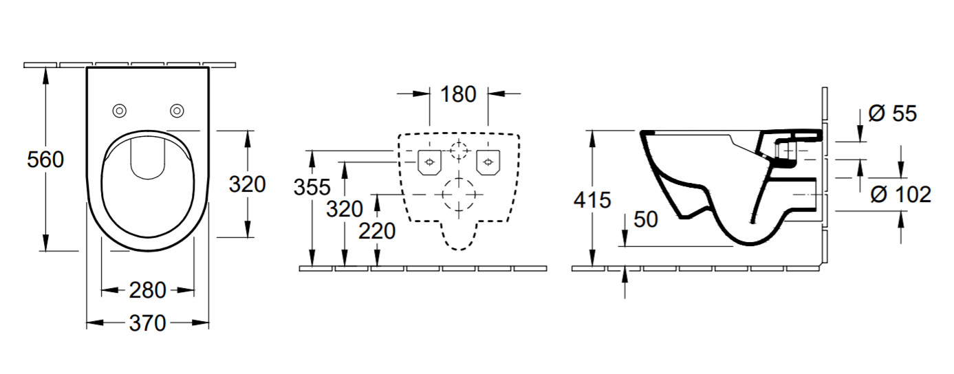 Унитазы Унитаз подвесной безободковый 56х37 см, в комплекте с сиденьем с микролифтом SlimSeat 