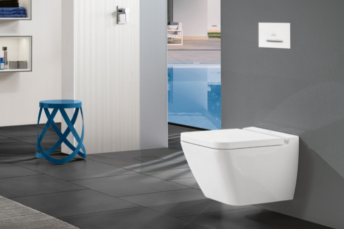 Унитазы Унитаз подвесной безободковый 56х37,5 см, с грязеотталкивающим покрытием CeramicPlus 