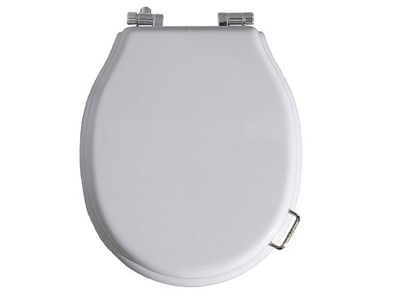 Сиденье для унитаза с микролифтом, белое, петли хром