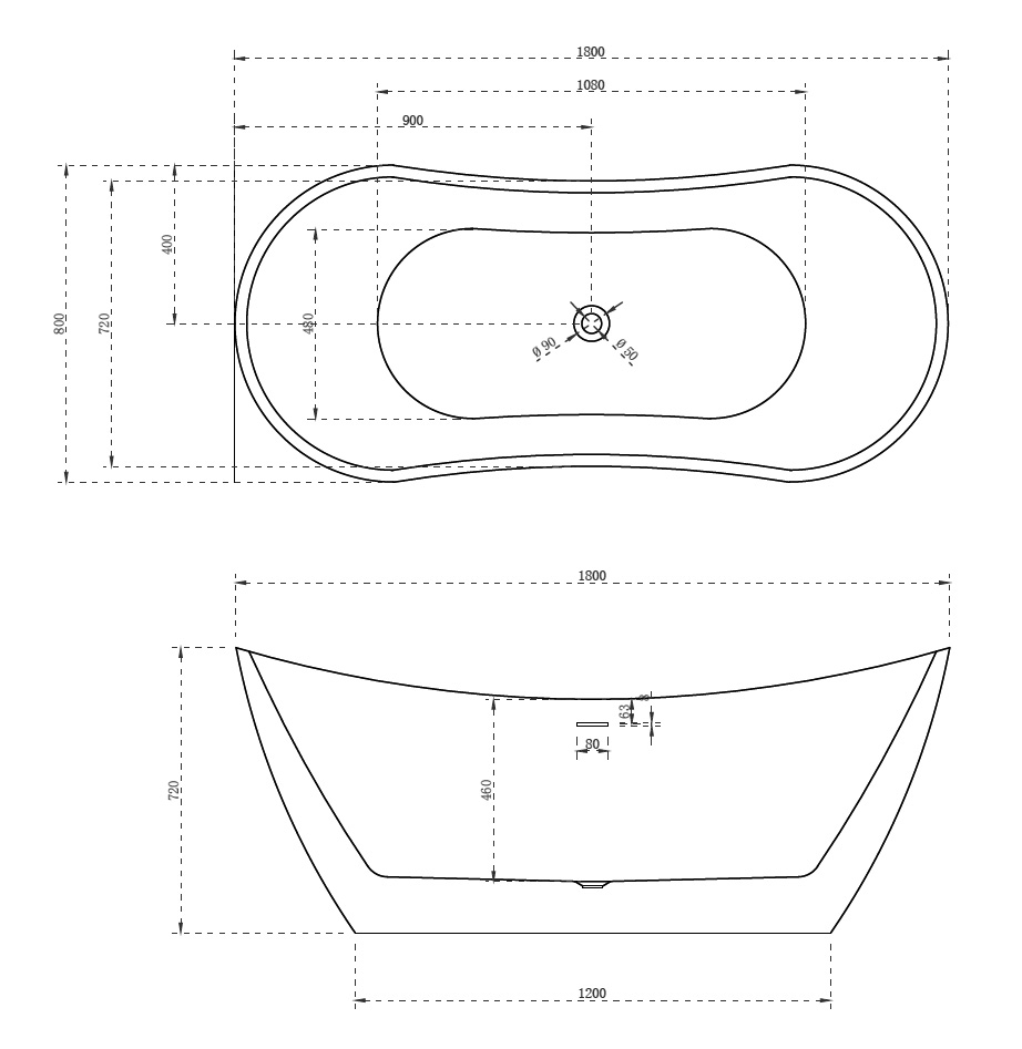 Ванны Акриловая ванна 180x80 