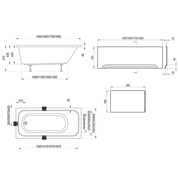 Ванны Ванна 180x80 белая 