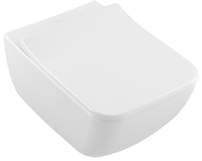 Унитазы Унитаз подвесной безободковый 56х37,5 см, с грязеотталкивающим покрытием CeramicPlus, в комплекте с сиденьем с микролифтом SlimSeat 