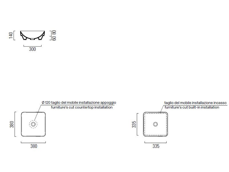 Раковины Раковина накладная 38х38 