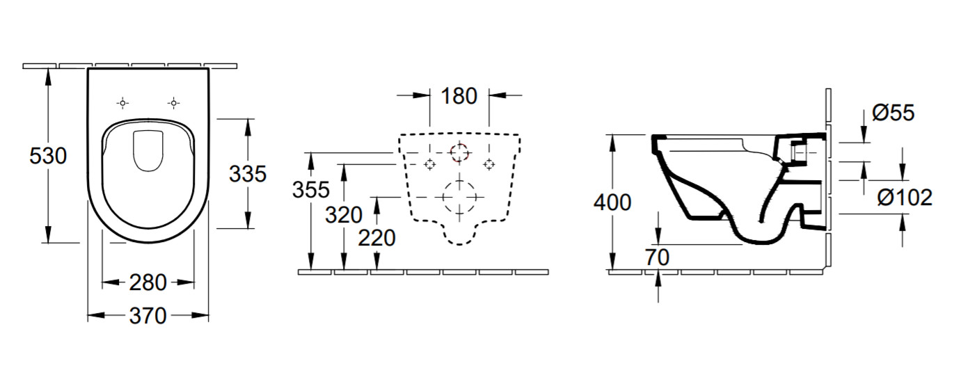 Унитазы Унитаз подвесной безободковый 53х37 см в комплекте с сиденьем с микролифтом 