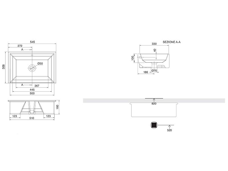 Раковины Раковина встраиваемая 54,5х36 