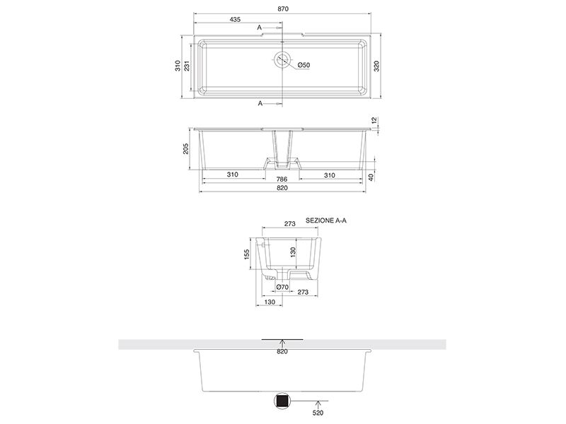 Раковины Раковина встраиваемая 87х32 