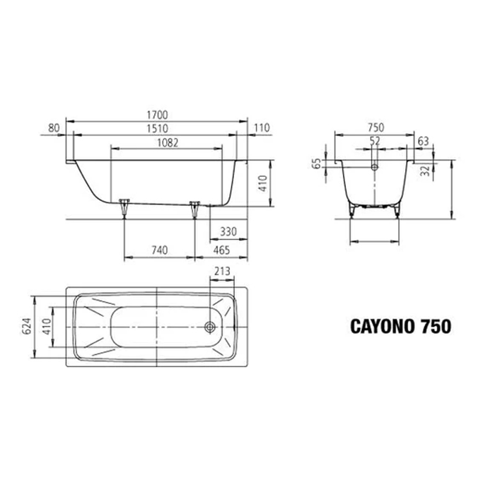 Ванны Ваннa встраиваемая модель 750 1700х750x410 мм, цвет белый 
